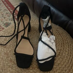 Black ankle wrap heel